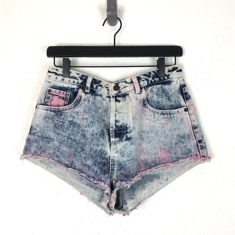 Topshop Moto Jean Shorts Acid wash Pink Cut Offs